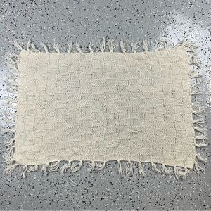 Cream Hand Crafted Fringed Boho Baby Blanket